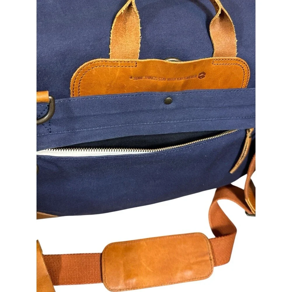 Ideal & Co Heritage Handmade Alcaide Messenger Bag Backpack Navy Canvas Leather